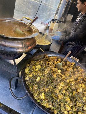 Potato curry and lentil curry   at Karuna - Food Stall in London