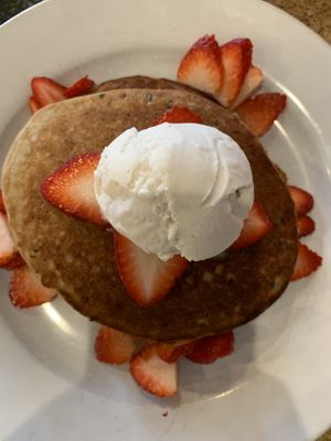 Buckwheat banana pancakes   at Holi Vegan Kitchen in Hallandale Beach