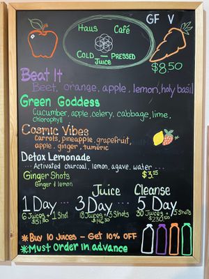 Cold Press’d Juices create the highest nutritional value with no preservatives. We offer 1 day - 3 day - 5 day juice cleanses  at Haus Cafe in Fair Lawn