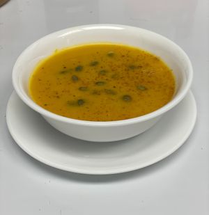 Vegan butternut ginger squash Hausmade soup at Haus Cafe in Fair Lawn