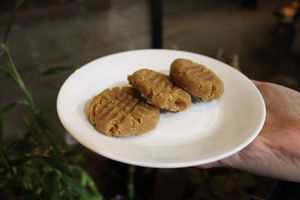 Haus made gluten free vegan peanut butter cookies  at Haus Cafe in Fair Lawn