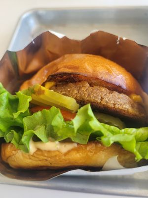 Single burger at VEG'D in Costa Mesa