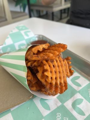 Sweet potato waffle fries  at VEG'D in Costa Mesa