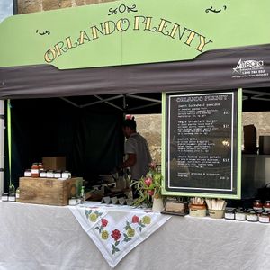 Orlando Plenty’s food stall at the Hobart Farm Gate Market   at Orlando Plenty in Hobart