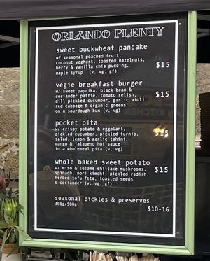 Orlando Plenty’s food menu (May 2021)   at Orlando Plenty in Hobart