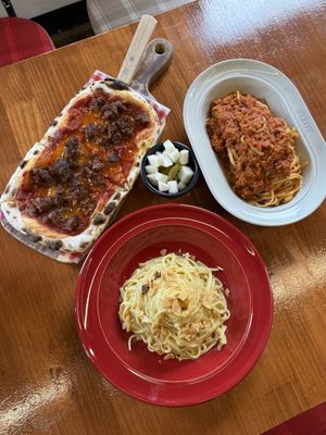 Vegan Ragu Pasta. Alio Pasta, Marinara Pizza  at Stove On 스토브온 in Jeju