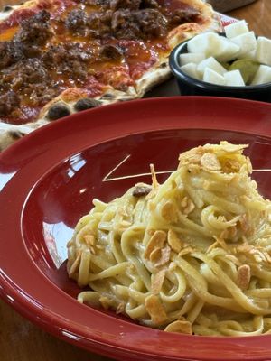 Alio pasta is not like traditional, however it is tasty as it’s flavoring   at Stove On 스토브온 in Jeju