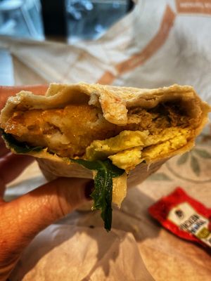 Has brown just egg and spinach and chipotle aioli  at Plant Power Fast Food in Sacramento
