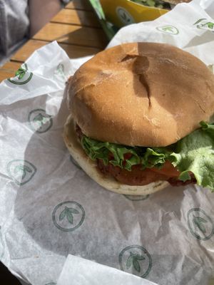 Chicken burger  at Plant Power Fast Food in Sacramento