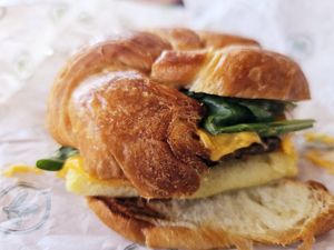 Sausage Egg & Cheese Croissant at Plant Power Fast Food in Sacramento