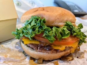 Iconic burger at Plant Power Fast Food in Sacramento