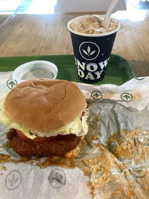 Buffalo 66 Sandwich (Super Tasty - but Messy) and Snow Day Betterfinger (WAY too much I couldn’t finish my dessert)  at Plant Power Fast Food in Sacramento