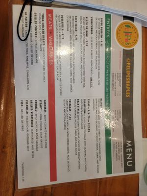 2nd menu at Felipe's Mexican Taqueria in Naples