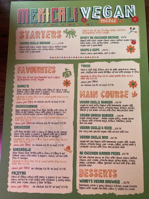Full vegan menu, lots of choice  at Mexicali in Holmfirth