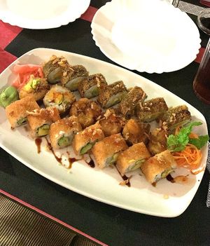 Vegan fried sushi (avocado and mango) at Sushi Taki in Quarteira