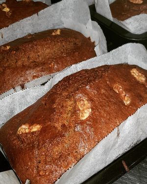 Vegan banana bread with walnuts and ginger. at Good Stuff Cafe in Nerja