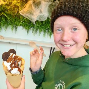 Cookies and cream bubble waffle at Lick in Holmfirth