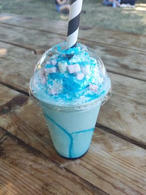 Candyfloss shake with bubblegum sauce at Lick in Holmfirth
