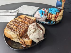 French toast and pancakes 🥞 at Lick in Holmfirth