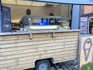 Peddlers market stand   at Lick in Holmfirth