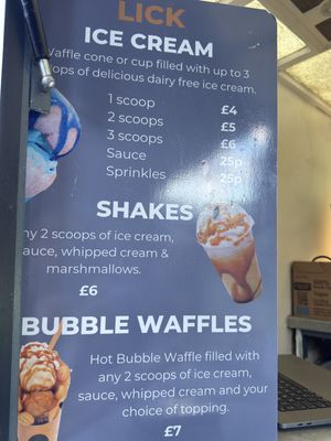 Menu  at Lick in Holmfirth