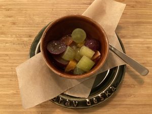 Pasta set’s dessert. It’s usually fruits or a small piece of cake. at MK Farmers & Grill in Tokyo