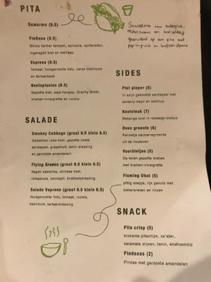 food menu (all day) at Cometa in Amsterdam