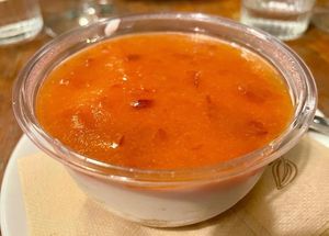 peach vegan cheesecake at Col Cavolo - Vegan Bistrot in Rome