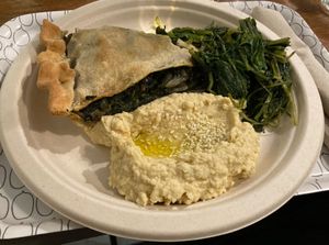 Erbazzone with hummus at Col Cavolo - Vegan Bistrot in Rome