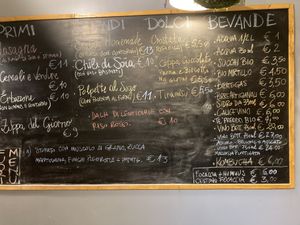 Menu board  at Col Cavolo - Vegan Bistrot in Rome