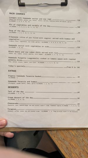 Menu at Col Cavolo - Vegan Bistrot in Rome