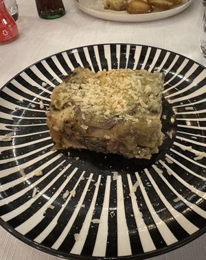 Vegan lasagne at La Soffitta Renovatio in Rome