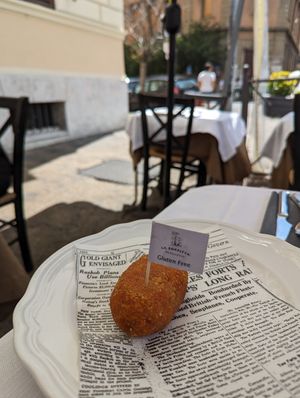Vegan suppli at La Soffitta Renovatio in Rome