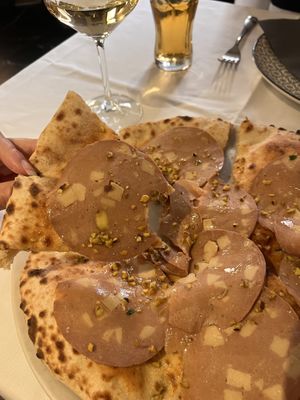 Mortadella on focaccia   at La Soffitta Renovatio in Rome