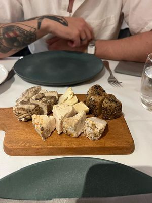 vegan cheese selection  at La Soffitta Renovatio in Rome