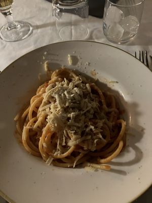 Vegan Amatriciana  at La Soffitta Renovatio in Rome