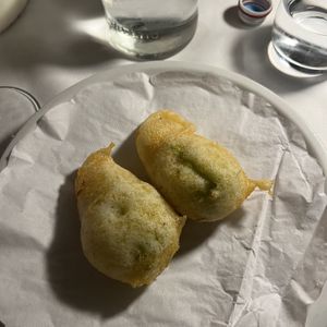 fried zucchini flowers  at La Soffitta Renovatio in Rome