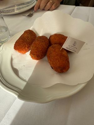 rice ball appetizer  at La Soffitta Renovatio in Rome