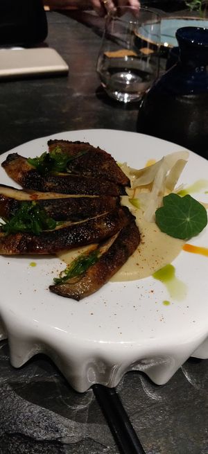 Grilled Portobello with truffle purée and cassava chips at Ma in Larnaca