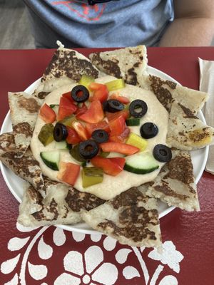 Hummus and pita   at Off the Wheaten Path in Grande Prairie