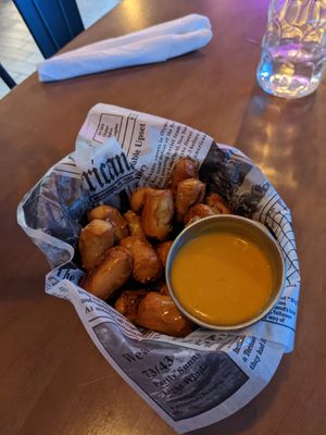 Pretzel Bites with vegan cheese sauce at Bat 17 in Lombard