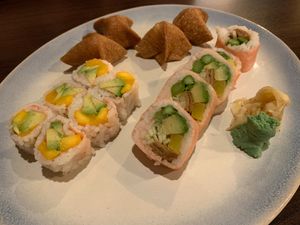 Mango avocado roll with soy paper at UMI Sushi in Ellicott City