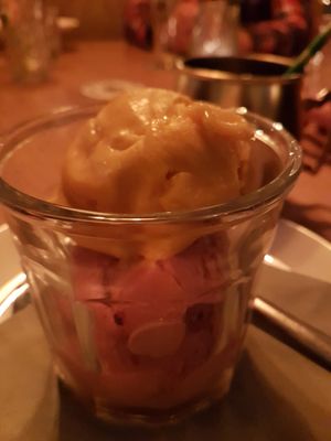 Sorbetijs aardbei en mango at de Brielsche Aap in Brielle