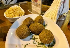 Kibes filled with spinach.  at Amir Restaurante in Rio De Janeiro
