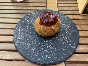 Dark chocolate cherry Knödel at Knödel Manufaktur in Vienna