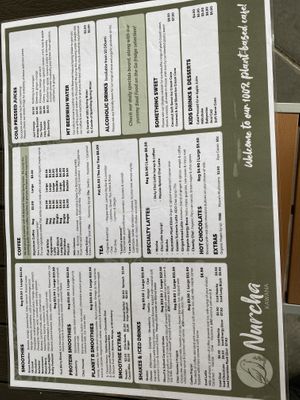 All vegan menu  at Nurcha Kawana in Birtinya