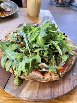 Pesto pizza😄lots of rocket!  #Veganuary at Nurcha Kawana in Birtinya