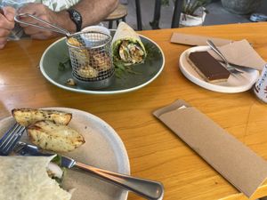 Today we had the special wrap and wedges 20$ large meal for one  at Nurcha Kawana in Birtinya