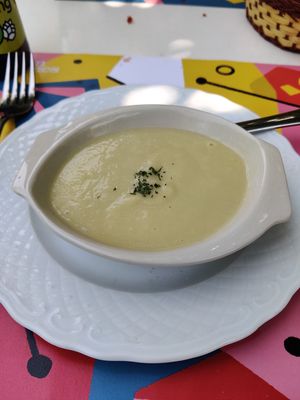 Delicious Cold Soup made with veggies from their own farm at Can Baumes in Tavertet