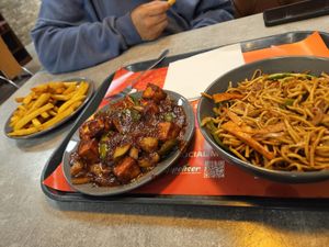Chips, chilli paneer and Haka noodles at Appetiser in Feltham